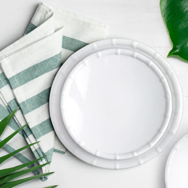 Q SQUARED Zen Bamboo White Melamine Salad Plate Set Of 4